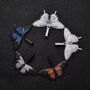 Butterfly Pendant Necklace Zircon Encrusted Zinc Alloy Fashion Jewelry For Party Men Women Trendy Sweater Chain Accessory - Product Image 4