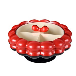 Cream Dried Fruit Tray With Compartments Lid Rotating Luxury Fruit Platter Round Solid Color Standing Type 4-7 Compartments - Product Image 2