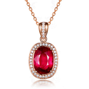 卸売ファッションジュエリーペンダントロングネックレスルビージェムストーンチェーンチョーカーネックレス - Product Image 1
