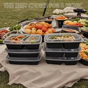 1000ml 2-Compartment Disposable Meal Prep Containers BPA Free <b>Microwave</b> Freezer Safe Plastic Food <b>Storage</b> - Product Image 5