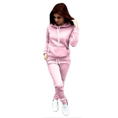Mode Frauen Hooded Hoodies Hosen Anzüge Einfarbig Winter Fleece