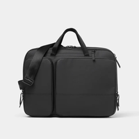 Custom Logo Black Computer Briefcase Wholesale Laptop Bag with Zippered Compartments Dual Handles and Shoulder Strap for Travel