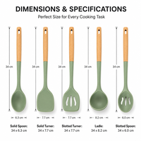 Ensemble de 5 ustensiles de cuisine en nylon avec manche en bois de hêtre, spatule, écumoire, cuillère pour ustensiles de cuisson antiadhésifs