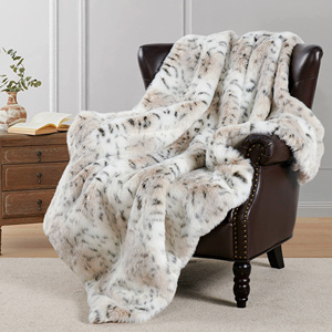 Snow Lynx Faux Fur <b>Throw</b> <b>Blanket</b>, 127X152CM, Luxury Soft Plush Cover for <b>Couch</b> Bed - Product Image 3