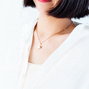 Collar de Cadena con Colgante de Hoja de Arce Canadiense de Otoño, Elegante, de Acero Inoxidable, Color Oro Rosa, Nueva Llegada, Venta al por Mayor de Joyería Bomei - Product Image 2