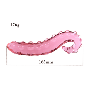 Dildo de cristal de hipocampo, varita yoni de 175 mm, dildo grande de cristal rosa, juguetes sexuales para adultos, dildo de cristal con forma de pene para masturbación femenina, lengua - Product Image 4