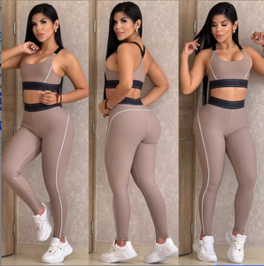 Completo Yoga Donna a Vita Alta Effetto Push-Up, Reggiseno Sportivo Elastico e Leggings, Tuta Fitness Estiva a Compressione per Corsa - Product Image 3