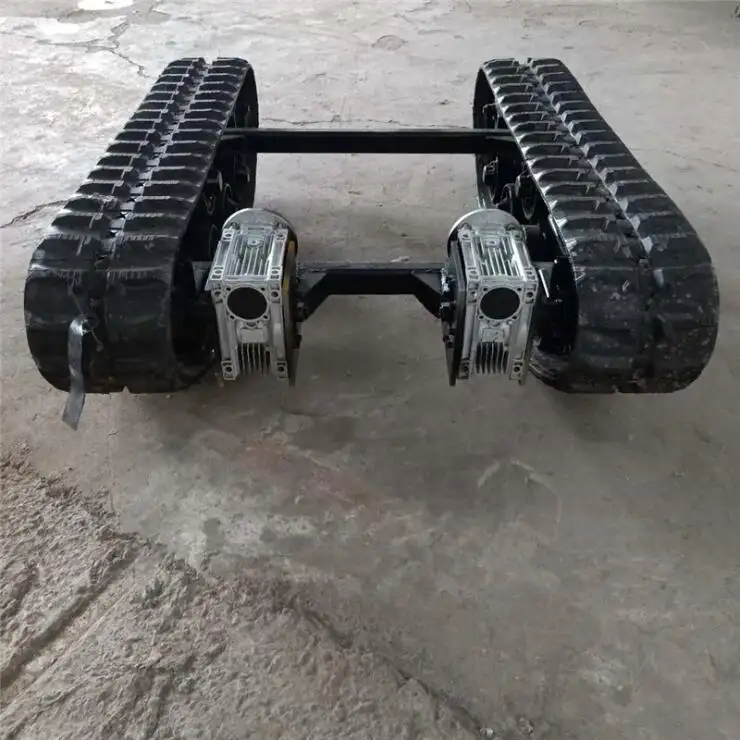 Electric Rubber Track Chassis Platform Tracked Undercarriage Chassis With 24v 48v Dc Motor