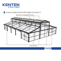 Tente de réception de luxe KENTEN USA Project Outdoor, structure noire, verre, pour fêtes, mariages, événements, tente commerciale en aluminium transparente, type atrium.