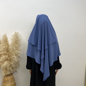 2236 #   Dernier design pour femmes, voile Ramadan uni simple, cousu en deux couches, hijab, niqab, khimar, abaya - Product Image 4