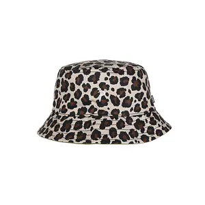 Custom Women Men Outdoor Fisherman Cap Embroidery Reversible Leopard Bucket Hat