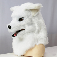 Masque de renard en gros avec yeux lumineux, accessoires de scène, masque animalier à bouche mobile et fourrure pour carnaval et fête costumée
