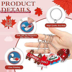 Paquete de 12 llaveros de acrílico con forma de hoja de arce, regalos de recuerdo, impermeables, ligeros, para mujeres y hombres, decoraciones para bolsos de fiesta - Product Image 1