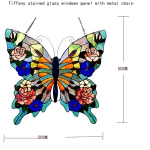 Panneau de fenêtre en verre Tiffany de style européen avec motif papillon, à suspendre pour chambre à coucher ou salon - Product Image 6
