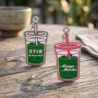 Porte-clés personnalisé en métal, mini tasse à thé au lait mignonne