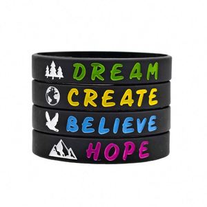 Pulsera de Silicona Inspiradora con Frases Motivadoras Dream Create Believe Hope, Correa de Muñeca de Goma - Product Image 3