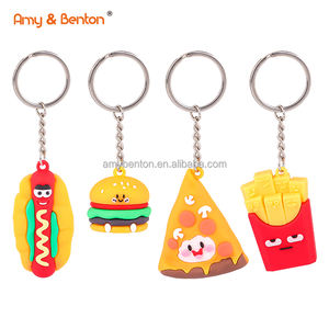 Comida Fiesta Favores Mini Hamburguesa Pizza Frenchfries Sandwich Llavero Set para Bolsa Llavero Decoración para Niños - Product Image 3