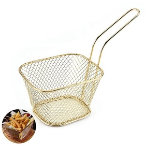 Meilleures ventes en ligne 2024 Produits Offre Spéciale Accessoires de cuisine Panier à frites en métal couleur or Ustensiles de cuisine Outils Image