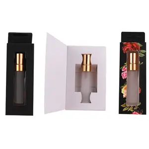 Venta al por mayor 10ml botella de vidrio recargable Perfume Spray con caja blanca Kraft para cosméticos Flores y envío de chocolate