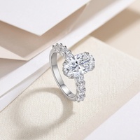 Anillo de compromiso exquisito 2026 de plata 925 con moissanita de corte ovalado brillante de 7*12mm y 3ct para aniversario de enamorados