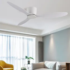 China Manufacturer Modern Design 220v 52 Inch Indoor Bedroom Smart 3 ABS Blade Dc Bldc Remote Control White Ceiling Fan No Light