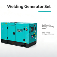 Générateur de soudage diesel 15 kW à 30 kW, soudeuse 350 A DC Arc, groupe électrogène triphasé avec ATS pour chantier de construction CE