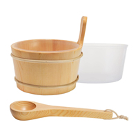 Juego Moderno de Cubo y Cucharón de Madera Maciza con Capacidad de 12L, Ecológico para Baños de Vapor Interiores/Exteriores y Saunas