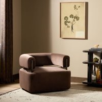 Fauteuil individuel de luxe moderne en velours marron chocolat, fauteuil design pour salon, hall d'hôtel, ensemble de meubles de salon rembourrés