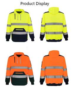เสื้อสเวตเตอร์มีฮู้ดสำหรับกลางแจ้งสะท้อนแสงสว่างสูงโลโก้ตามสั่งฤดูใบไม้ร่วงและฤดูหนาวพร้อมคุณสมบัติป้องกัน Hi-Vis - Product Image 3