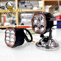 Feux de conduite miniatures à 4 lentilles, yeux de démon rouges, en aluminium, blancs et jaunes, clignotants, phares avant pour motos, pièces de moto