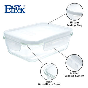 מלבן באיכות גבוהה שקוף גדול אטום מטבח ארוחת הכנת מזון אחסון מיכל זכוכית למכירה עם 2 צדדים - Product Image 5