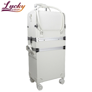 3 In 1 White PU Rolling Makeup Case Detachable Elegant Makeup Trolley Case Customized Makeup Case With Large Space - Product Image 1