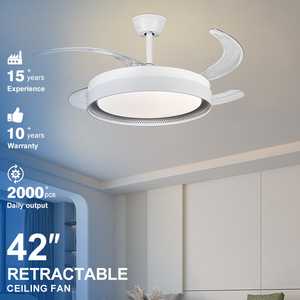 Công suất cao tùy chỉnh nội thất phòng khách 42 inch ABS 4 Lưỡi có thể thu vào vô hình <span class=keywords><strong>LED</strong></span> quạt trần ánh sáng với điều khiển từ xa - Product Image 1