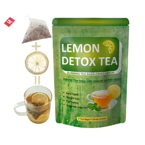 Private label 14 Days Natural herbal fast slimming green lemon tea rich Vitamin C Skin whitening