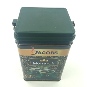 Boîtes de conserve de café Jacobs de 250, 500 et 1 kg, de qualité alimentaire, vides, rectangulaires, avec couvercle à clip, 102*95*170 mm - Product Image 1