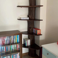 Étagère murale en bois massif en forme d'arbre, bibliothèque décorative à poser au sol