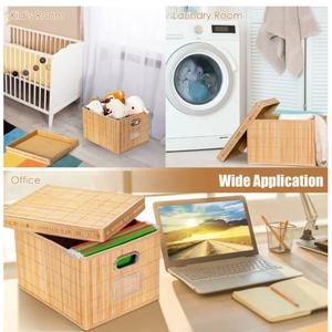 Durabilidad y ahorro de espacio cesta de almacenamiento plegable de bambú natural decoración orgánica del hogar con jacinto de agua al por mayor - Product Image 5