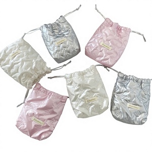 Sac de rangement souple pour appareil photo, rose, blanc, argenté, en PU brillant, pour fille, portable, mignon, avec cordon de serrage, anti-chute, pour activités de plein air - Product Image 2