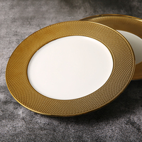 WEIYE 2025 NOUVEAU Design Luxe Style Dubaï Assiette de Présentation Dorée Décorative Ronde à Rayures Dorées