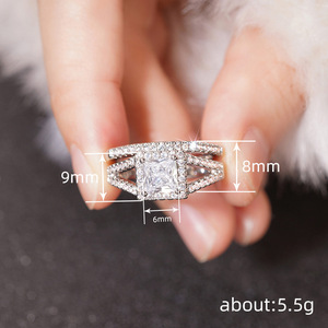 Elegant Square Geometric Ring Set <b>for</b> <b>Women</b> Wedding Evening <b>Dress</b> Fashion Jewelry - Product Image 4