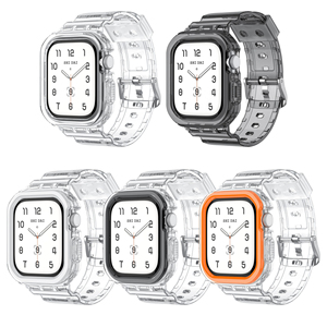 TPU Clear Glacier Strap Étui de protection antichoc anti-chute pour <span class=keywords><strong>Apple</strong></span> <span class=keywords><strong>Watch</strong></span> 10 42mm 46mm <span class=keywords><strong>Transparent</strong></span> Case <span class=keywords><strong>Bracelet</strong></span> Wrist Band - Product Image 1