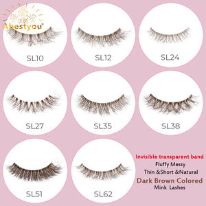 Abestyou 5d Wimpers 12mm Brun Humain Invisible Clair Whispy <span class=keywords><strong>Cat</strong></span> Eye Coloré <span class=keywords><strong>Manga</strong></span> Cils Faux Cils Marrons Fonce Marrom Slim - Product Image 5