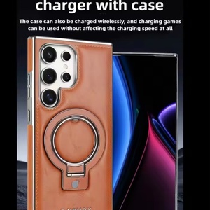 Business PU Leather Magnetic Phone Case With Ring <b>Stand</b> for Samsung S23 S24 S25 Ultra Plus <b>Wireless</b> <b>Charging</b> Shockproof Cover - Product Image 3