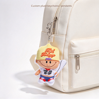 Nouveau porte-clés personnalisé avec logo imprimé, personnage garçon, porte-clés en peluche doux, breloques de sac en peluche pour garçon de taille personnalisée, figurines de dessin animé en peluche