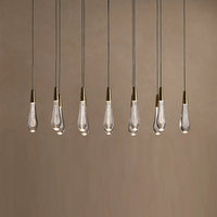 Lustre moderne et simple de 36,75 cm de largeur avec 12 lumières, design goutte de pluie, pour escalier, restaurant, bar, banquet de mariage, éclairage en forme de goutte d'eau