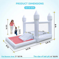 Château gonflable premium blanc pastel avec toboggan et piscine à balles pour mariage, fête, personnalisable/OEM