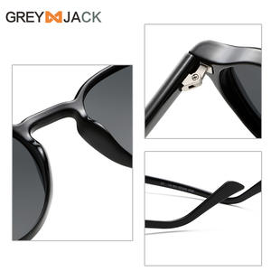 Lunettes de soleil unisexes Greyjack, monture TR90, protection UV400, verres ronds noirs, matériau TAC, type 3, pare-soleil - Product Image 1