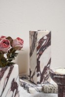 Pot et vase en marbre Calacatta Viola Purple de style Art déco, à bord festonné, pour table console de salon