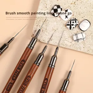 Nail Art Stylo Liner Ultra-fin Stylo de peinture professionnel Dessin au trait français Construction Spécial UV Gel Set Bois Pinceau plat - Product Image 4