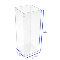 Maßgefertigte 5-seitige transparente Acryl-Box mit Sockel, flach verpackt, für Tombola-Tickets, Lucite-Einwurfbehälter, neu, zerlegbar, bodenstehender Sockel